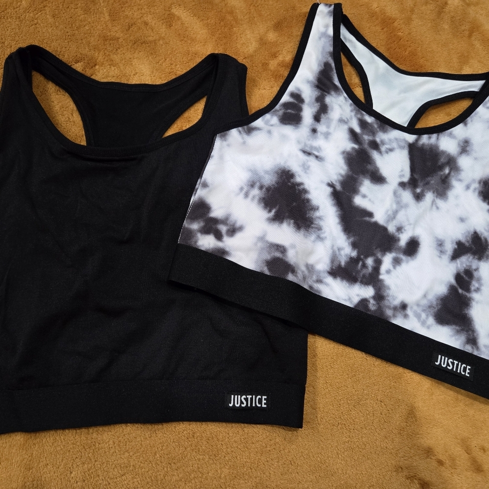 Justice Black and Monochrome Tie-Dye Sports Bras S 36